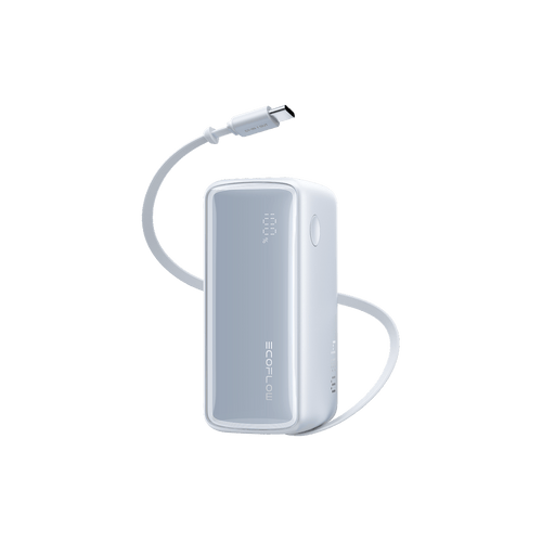 EcoFlow RAPID Power Bank (10K, 45W, Retractable Cable) Bleu clair